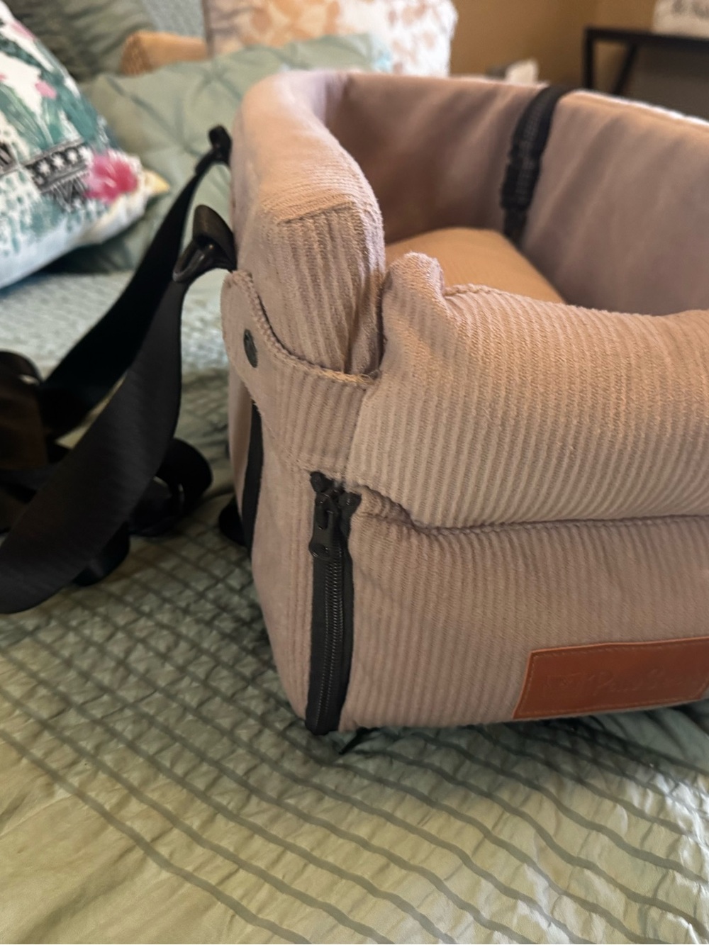 Authentic Pawseat Corduroy Dog Car Seat in Beige